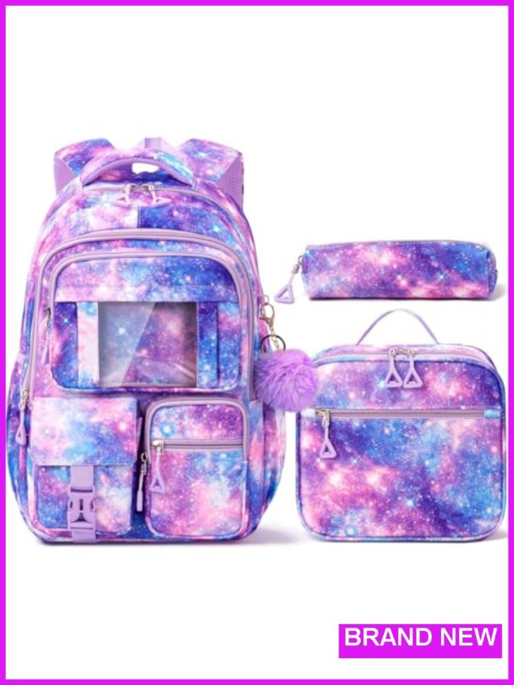 3-Piece Kids Backpack Set with Lunch Box & Pencil Bag, Water Resistant Bookbag
